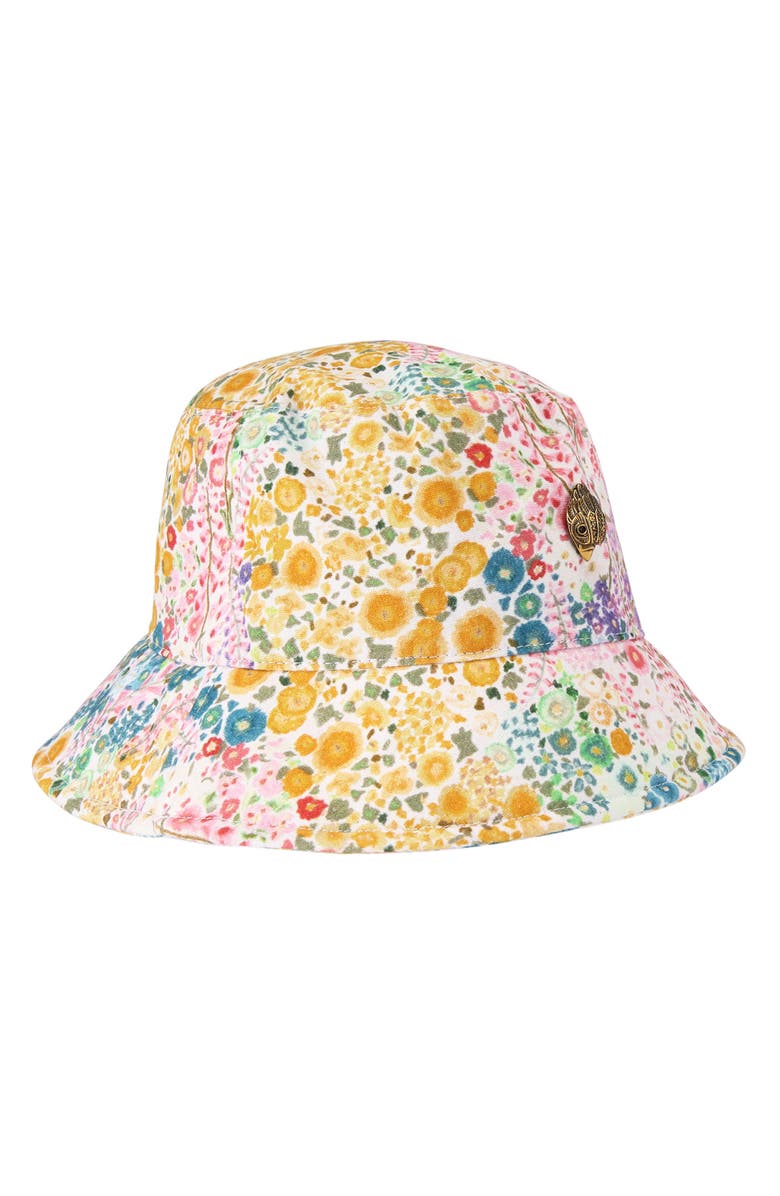 Kurt Geiger London Floral Print Bucket Hat, Main, color, Yellow Multi