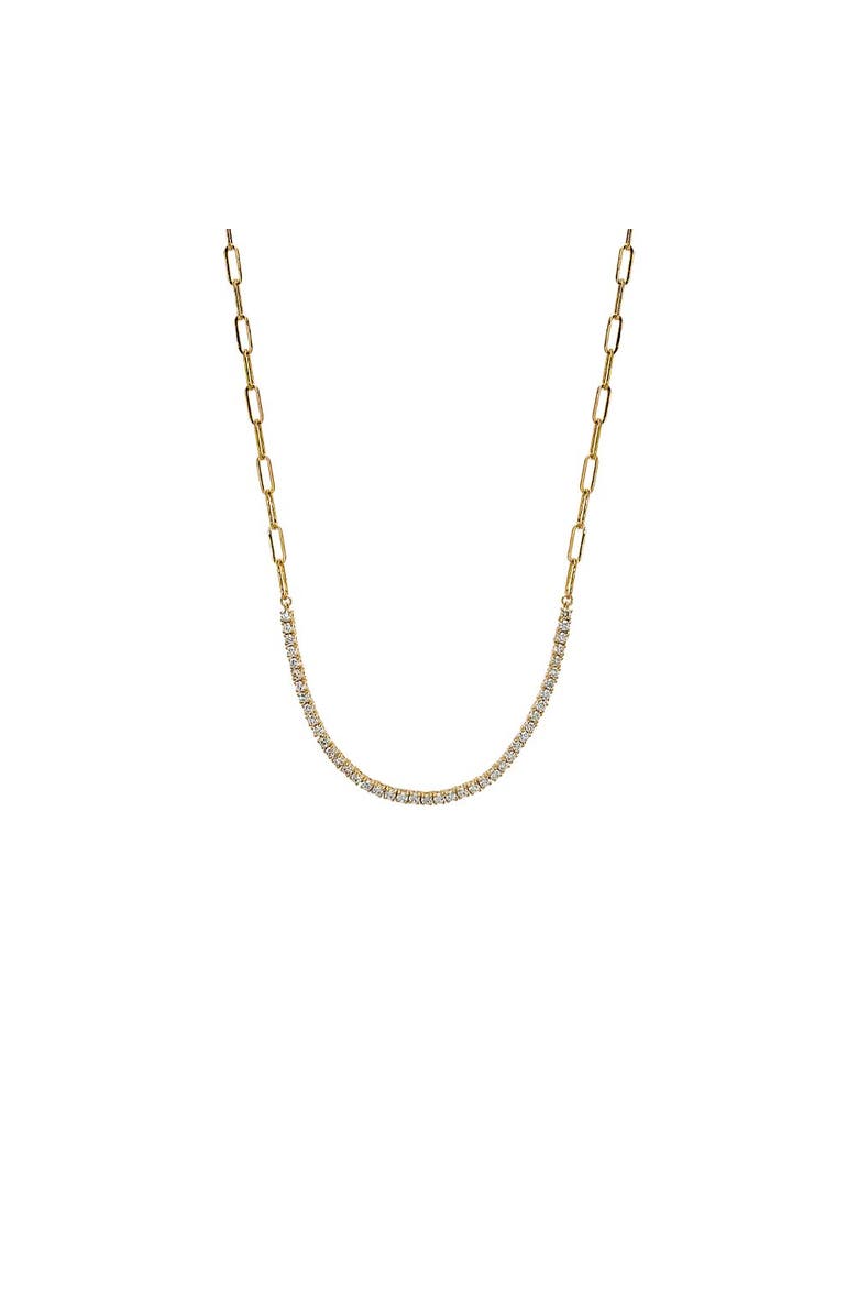BY ADINA EDEN Diamond Half Tennis Paperclip Necklace 14K, Main, color, 14K Gold