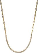 BY ADINA EDEN Diamond Half Tennis Paperclip Necklace 14K