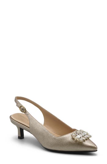 Adrienne Vittadini Savblanc Kitten Heel Slingback Pump In Gold