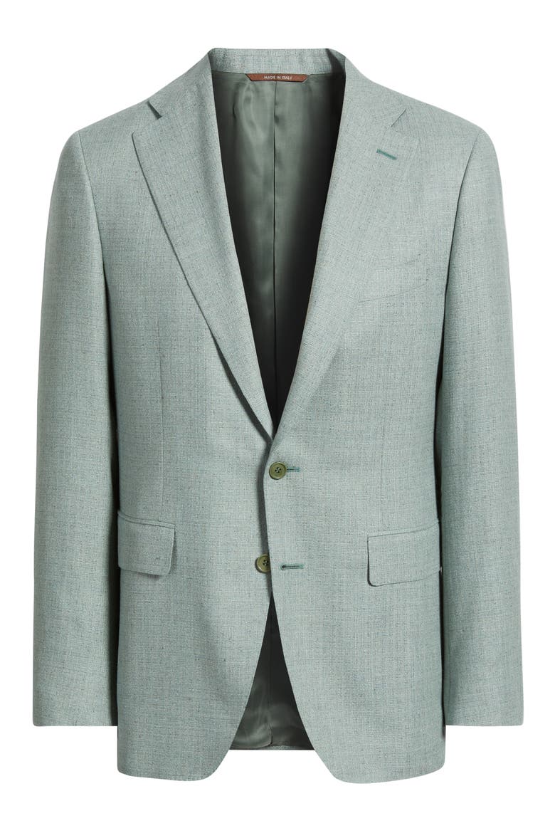 Trim Fit Light Green Check Textured Silk & Wool Sport Coat, Alternate, color, LIGHT GREEN