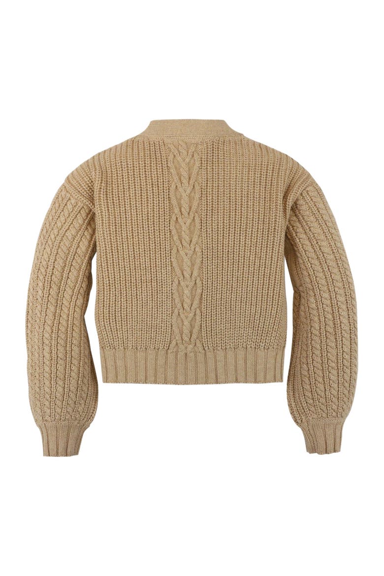 Baby Girls' Chunky Cable Cardigan, Infant, Alternate, color, Camel Heather Heart Cable