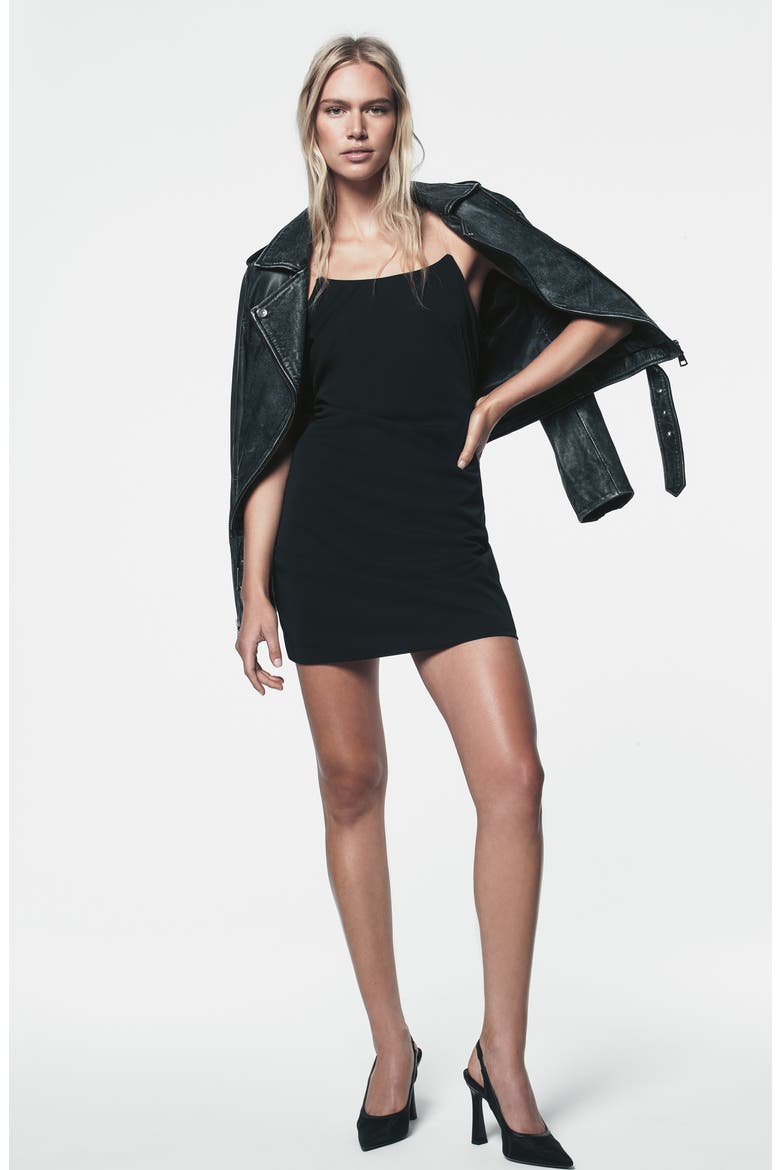 Crepe Minidress, Alternate, color, BLACK