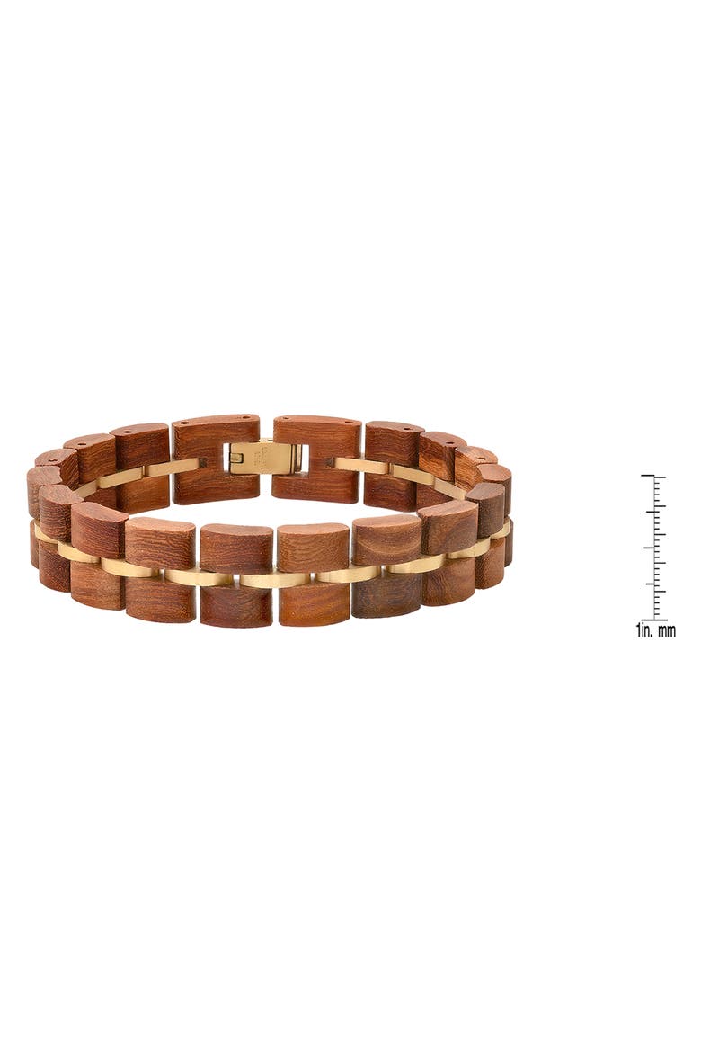 Men's Stainless Steel Wood Bracelet, Alternate, color, GOLD/BROWN