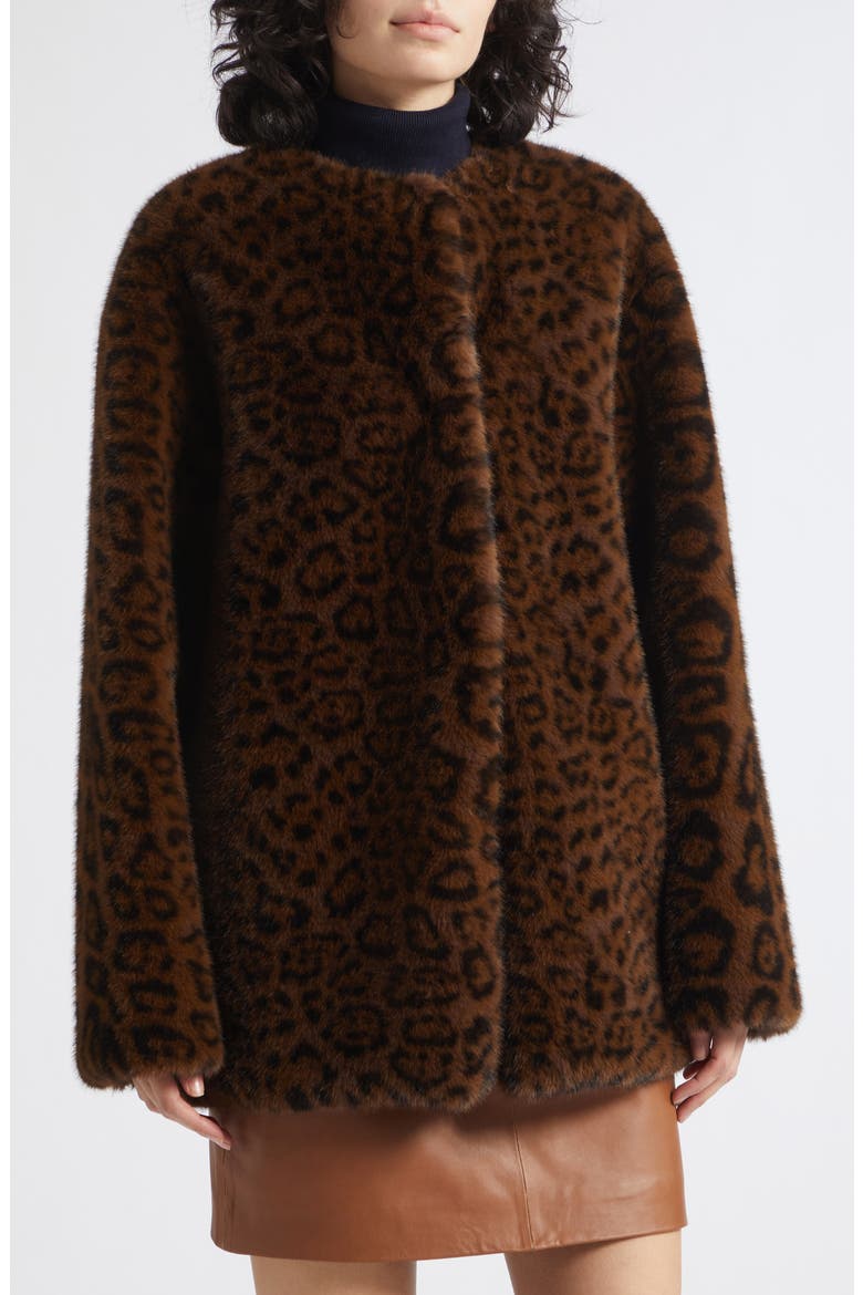 Faux Fur Coat, Alternate, color, COCOA SPOTTED PRINT