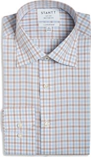 Stantt Contemporary Fit Gingham Wrinkle Resistant Cotton Dress Shirt