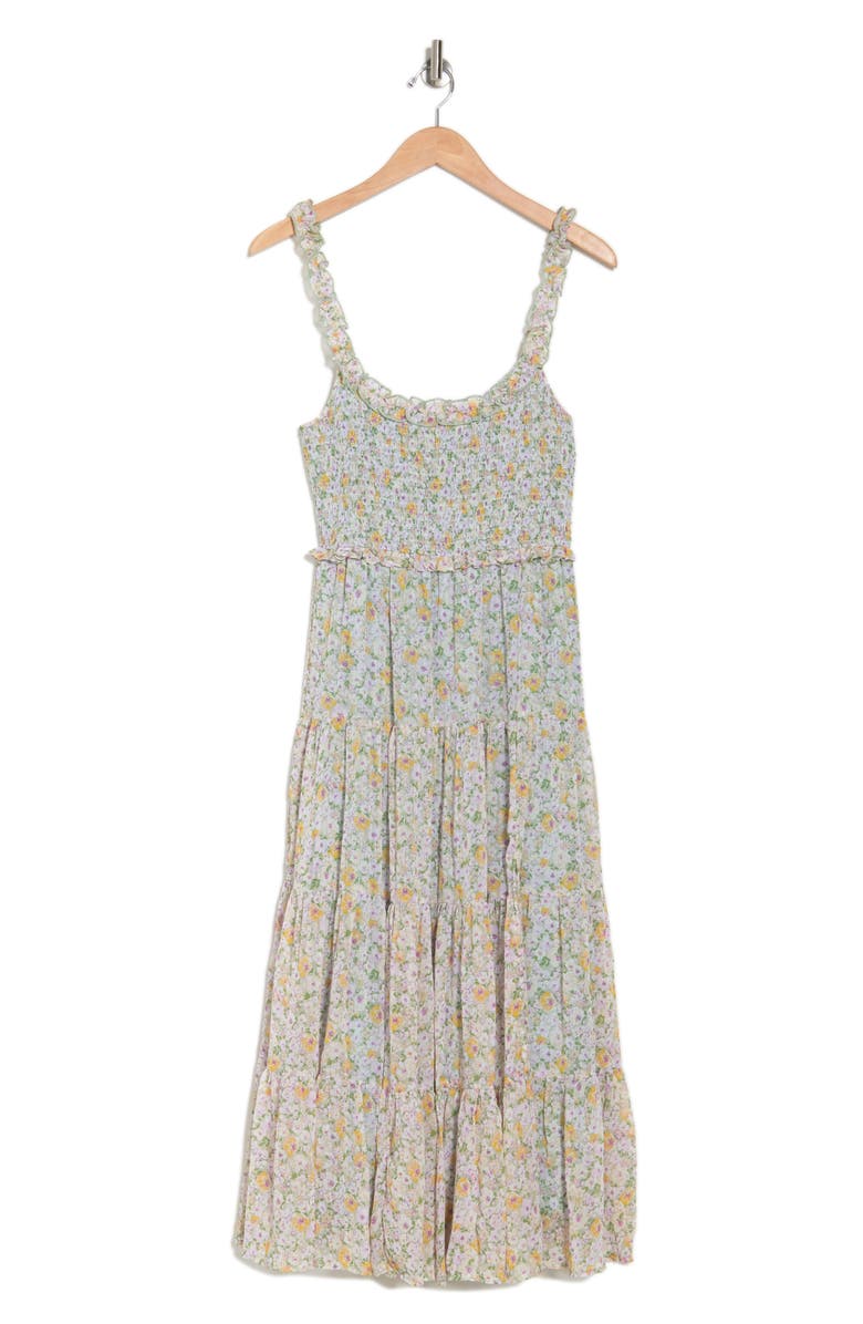ASTR the Label Floral Smocked Tiered Midi Dress, Alternate, color,