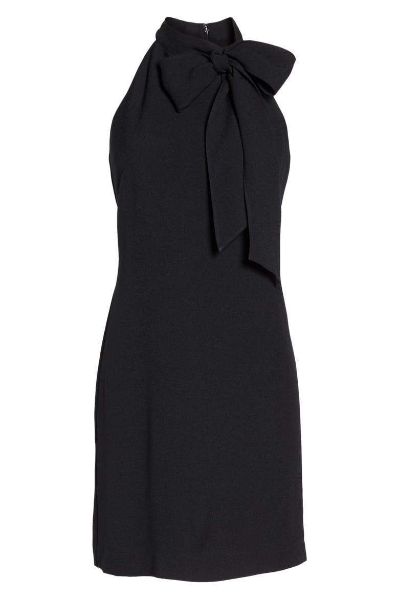 Tie Neck A-Line Dress, Alternate, color, BLACK