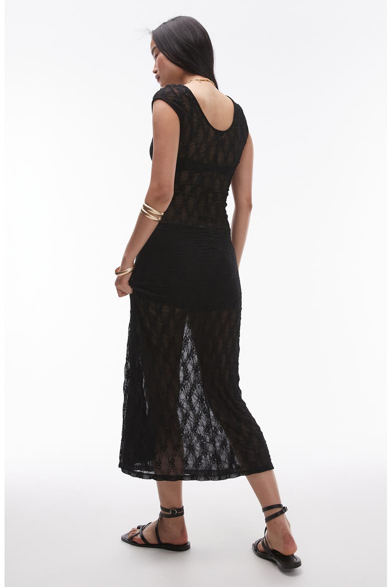 Sheer Lace Maxi Dress, Alternate, color, BLACK