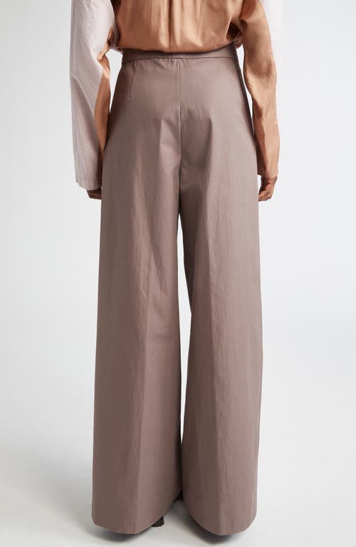 Dries Van Noten Pleated Cotton Wide Leg Pants In Neutral