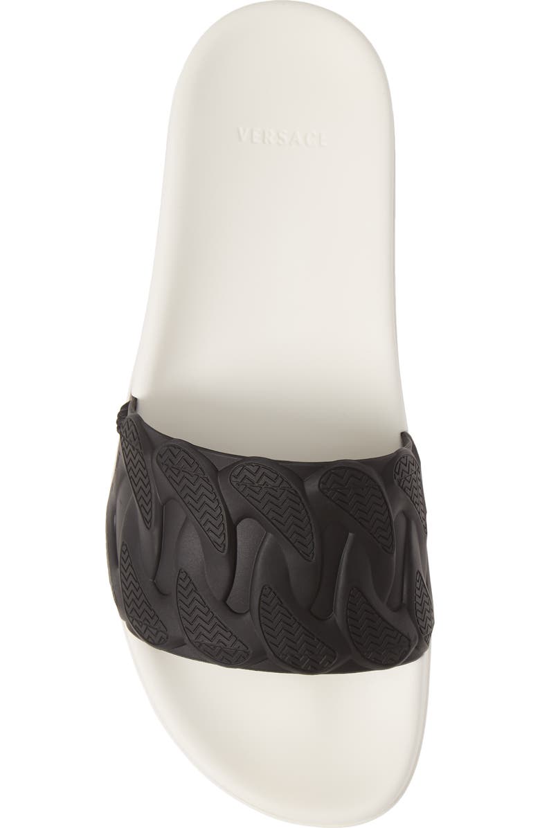 Versace Chain Slide Sandal, Alternate, color,