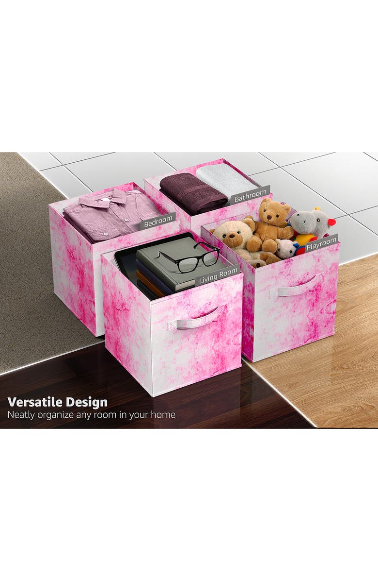 SORBUS 6-Pack Collapsible Storage Bins, Alternate, color, Tie- Dye Pink