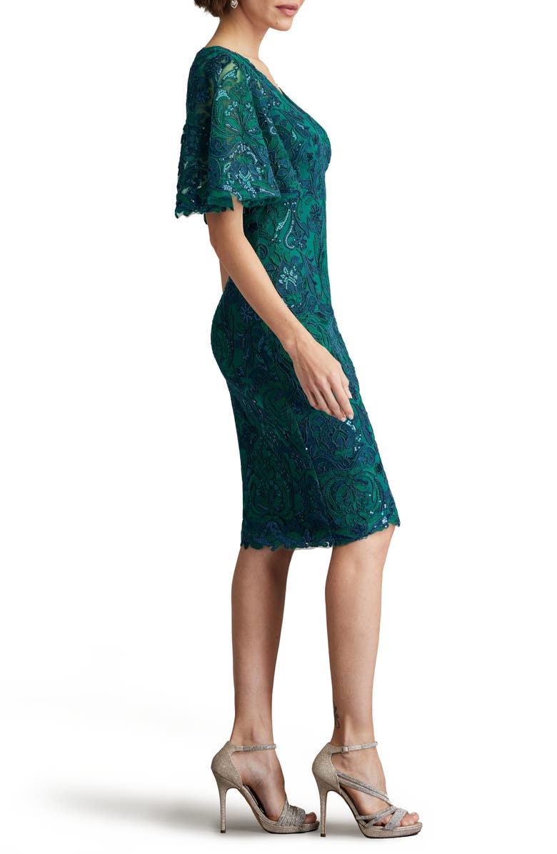 Tadashi Shoji Sequin Lace Bell Sleeve Cocktail Dress, Alternate, color, 