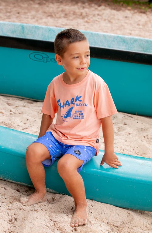 Feather 4 Arrow Kids' Shark Beach Cotton Graphic T-shirt In Papaya