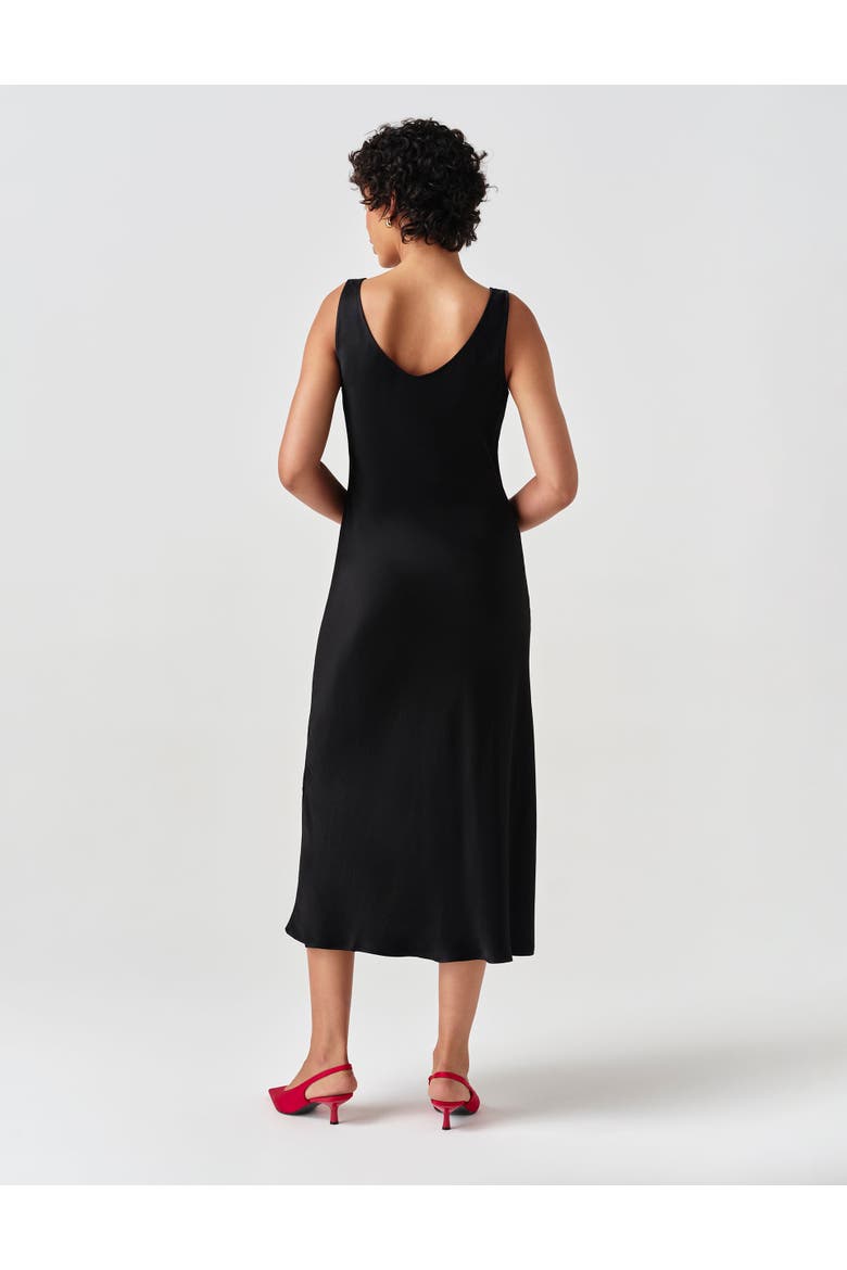 Arya Cowl Neck Satin Midi Dress, Alternate, color, Black