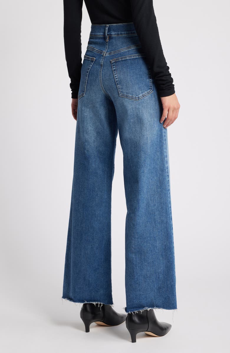 FRAME Le Slim Raw Fray Hem Palazzo Jeans, Alternate, color, Mermaid