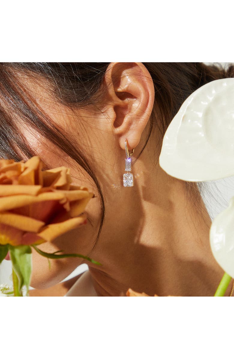 Nadri Double Drop Cubic Zirconia Earrings, Alternate, color, Gold