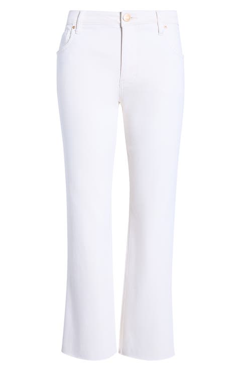KUT from the Kloth Kelsey Fab Ab High Waist Ankle Flare Jeans (Ecru) (Petite)