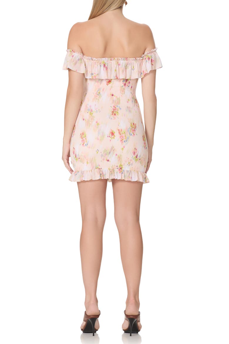 Syra Off the Shoulder Floral Body-Con Minidress, Alternate, color, SUMMER BLUR DITSY