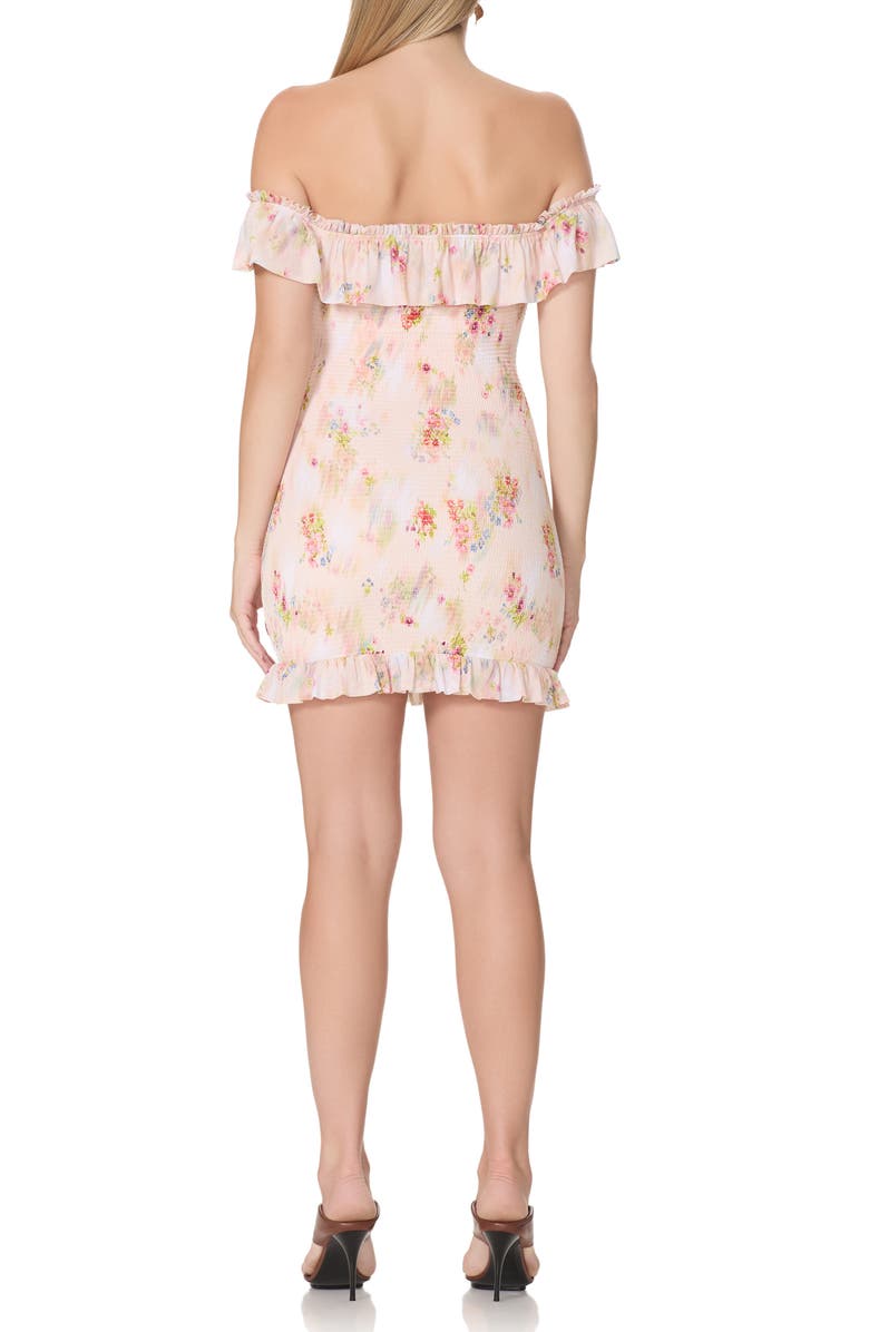 AFRM Syra Off the Shoulder Floral Body-Con Minidress, Alternate, color, Summer Blur Ditsy