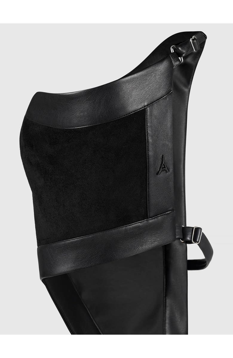 Manière De Voir Suede & Leather Asymmetric Backless Top, Alternate, color, Black