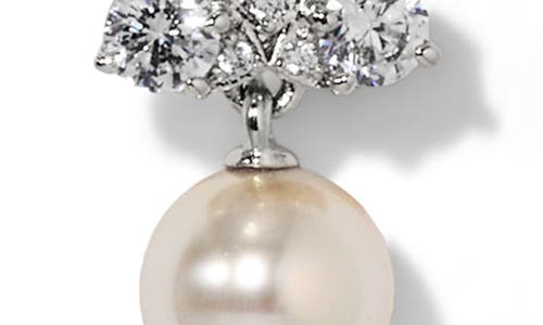 Nadri Faux Pearl Long Linear Drop Earrings In Metallic