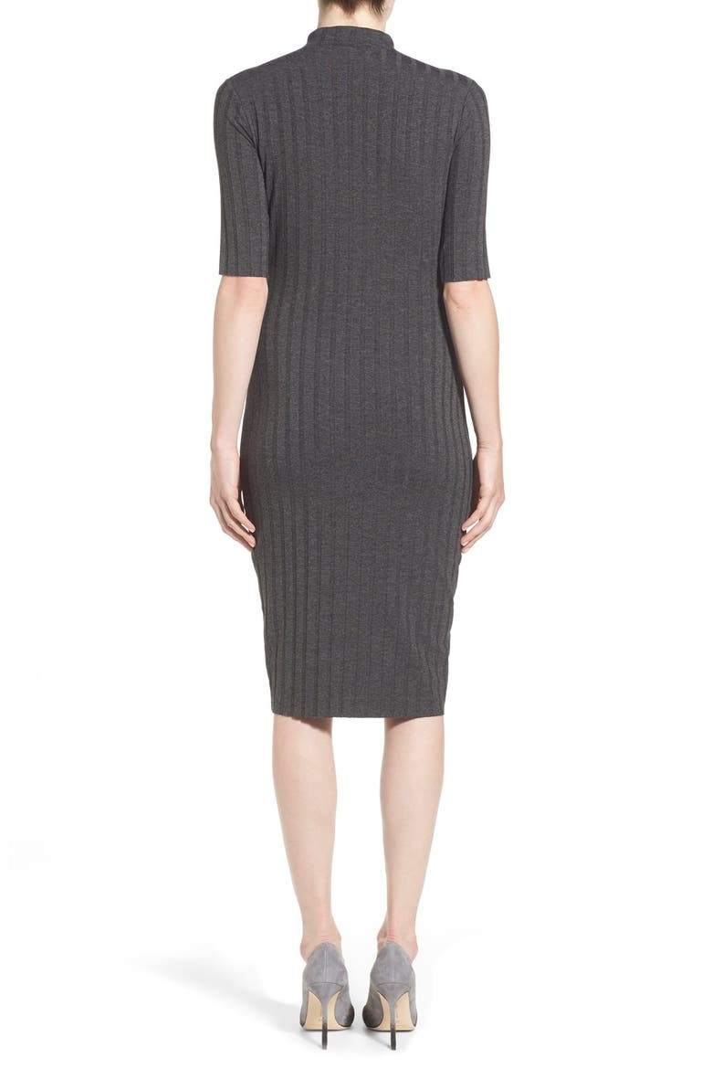 Mock Neck Rib Knit Dress, Alternate, color, ANTHRACITE