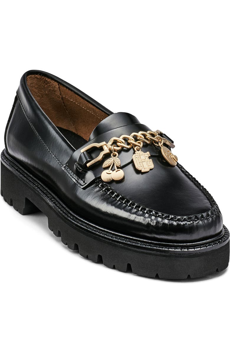 G.H.BASS Whitney Super Lug Sole Charm Chain Loafer, Main, color, Black