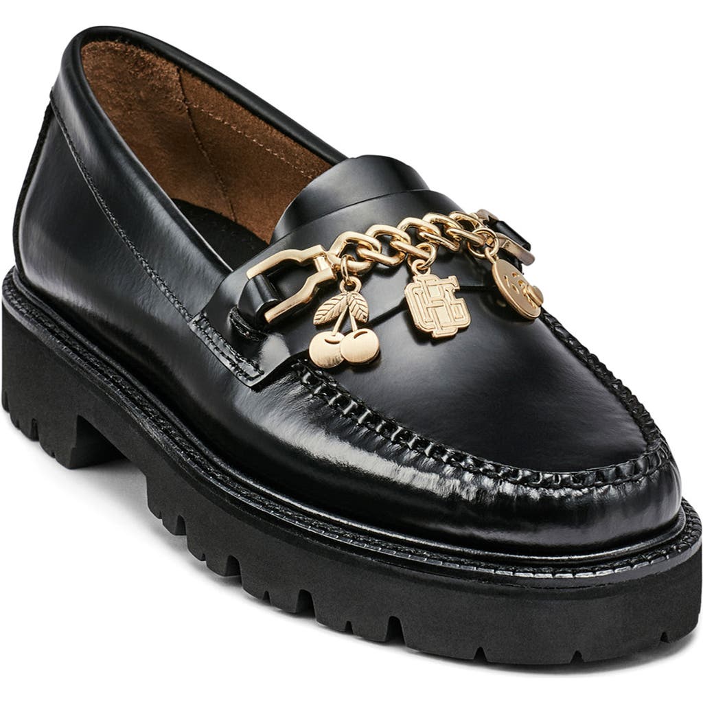 G.h.bass Whitney Super Lug Sole Charm Chain Loafer In Black
