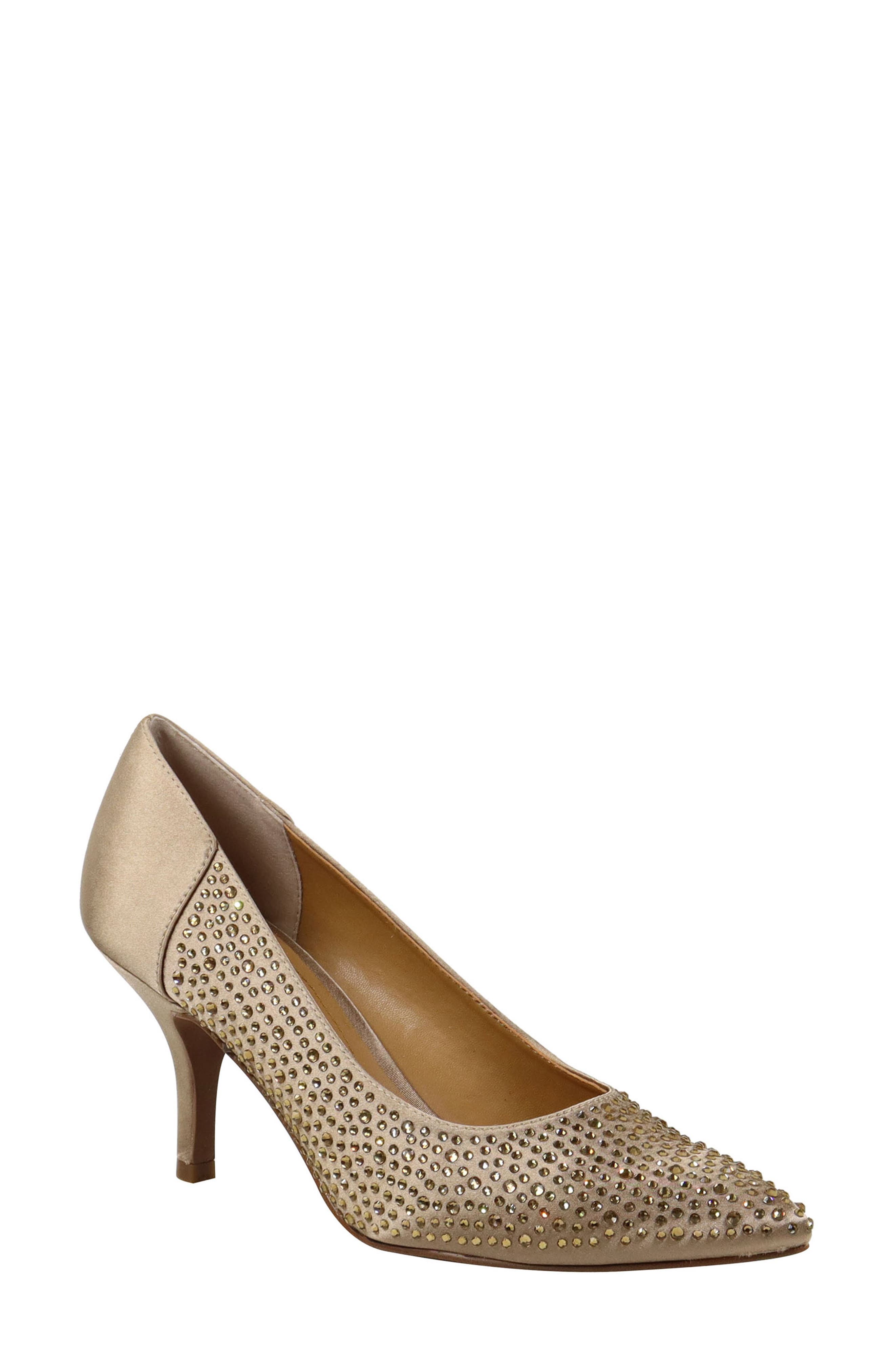 Rishna Crystal Embellished Pointed Toe Pump, Main, color, BEIGE