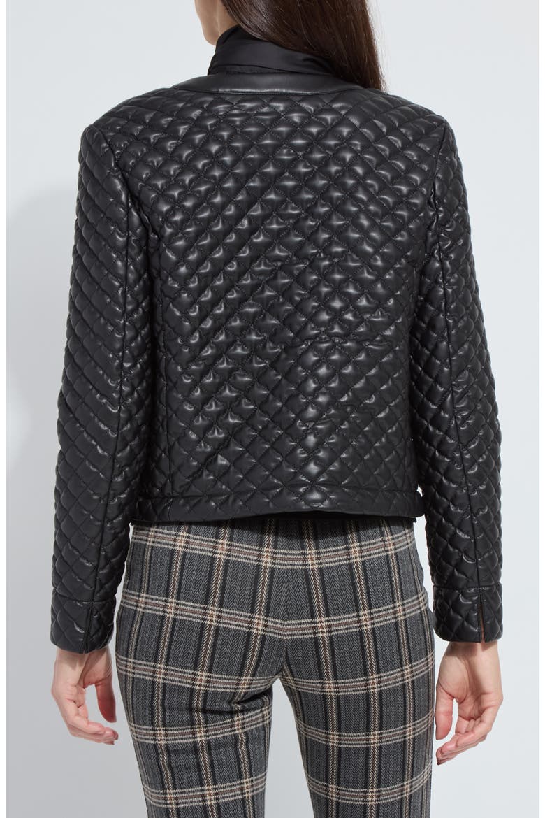 Aurelle Quilted Faux Leather Jacket, Alternate, color, BLACK