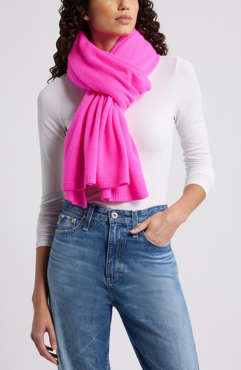 Nordstrom Cashmere Scarf, Main, color, Pink Neon