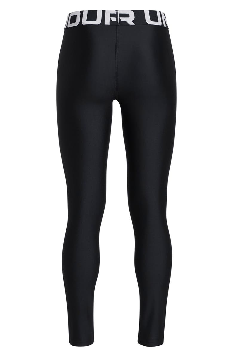 Under Armour Kids' HeatGear<sup>®</sup> Logo Jacquard Waistband Leggings, Alternate, color, Black