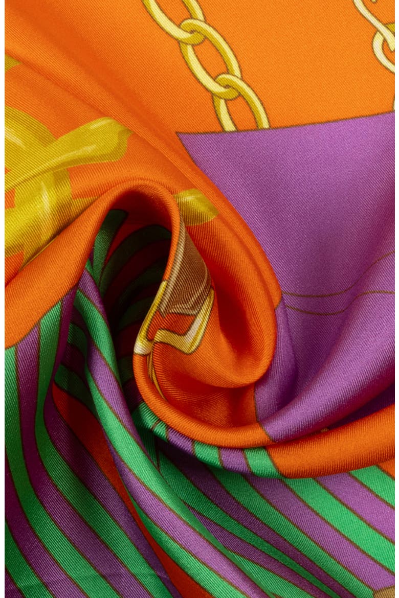 Ribbons Silk Square Scarf, Alternate, color, ORANGE