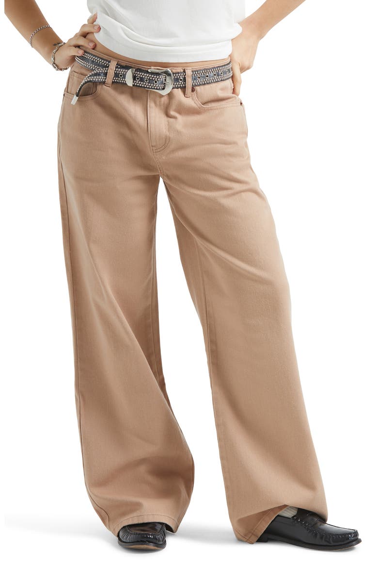 The Chloe Embroidered Pocket Wide Leg Jeans, Main, color, WASHED TIMELESS TAUPE