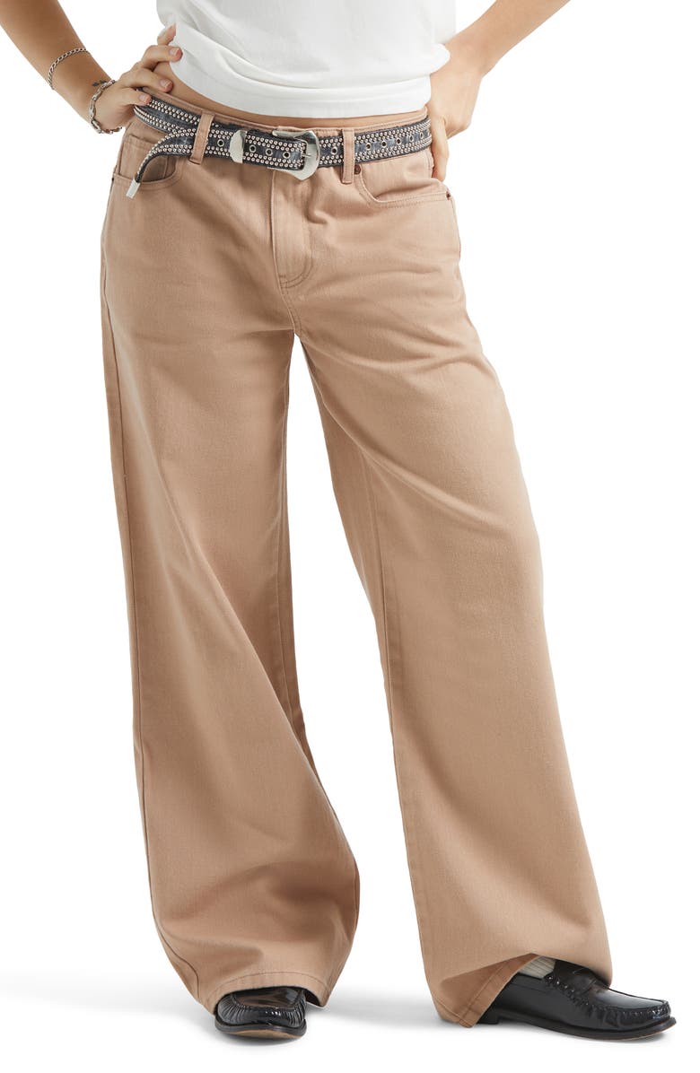 Brixton The Chloe Embroidered Pocket Wide Leg Jeans, Main, color, Washed Timeless Taupe