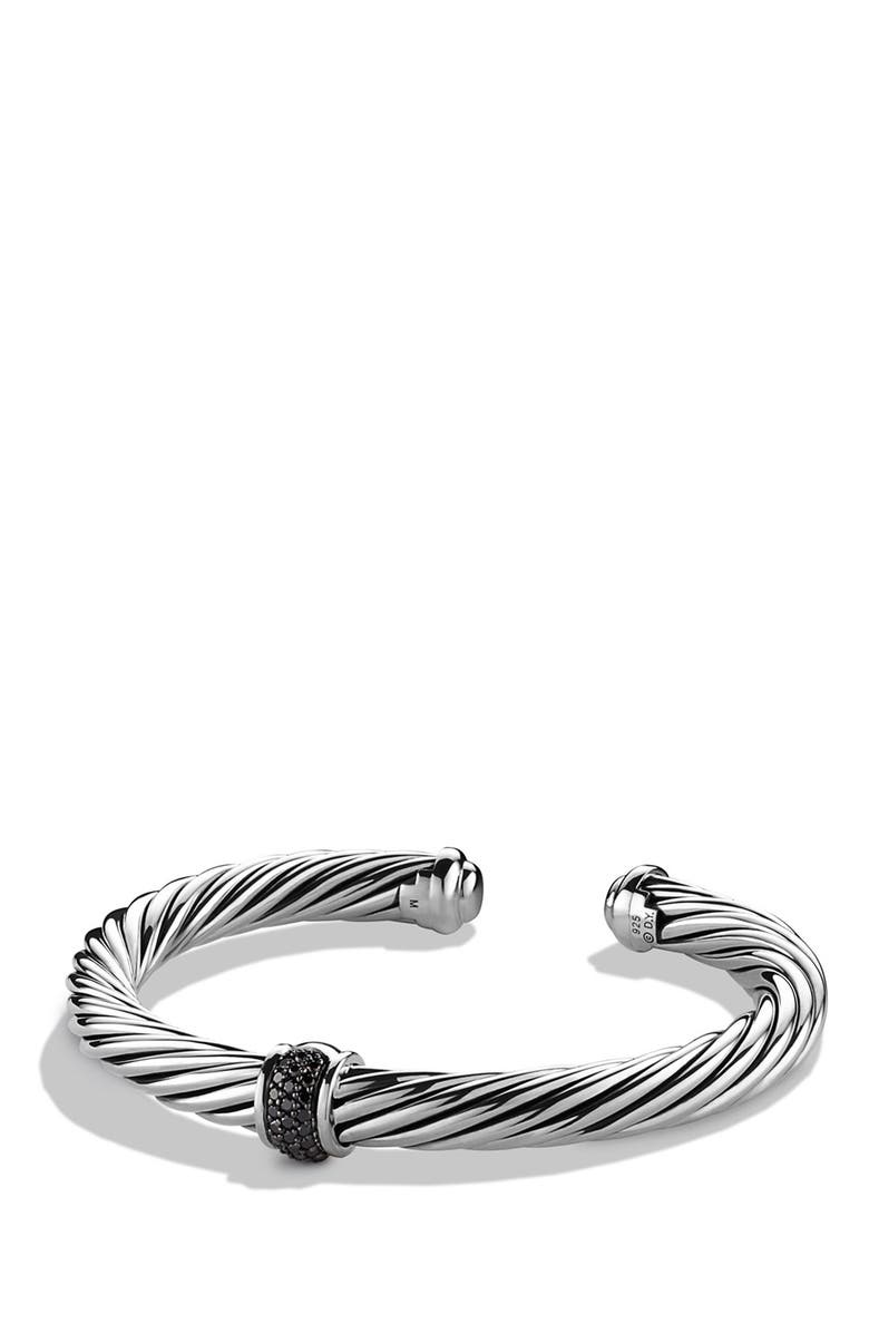 David Yurman Cable Classics Bracelet with Black Diamonds, 7m, Main, color, 