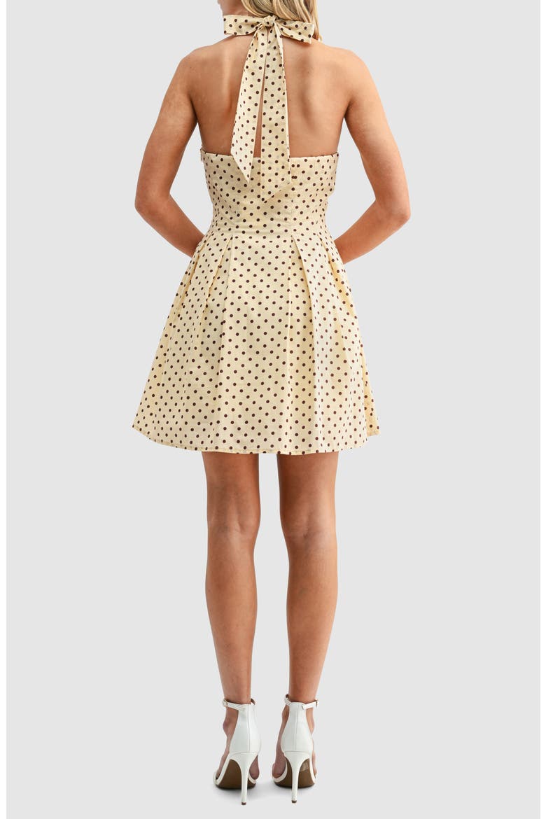 Polka Dot Halter Dress, Alternate, color, BUTTER BROWN DOT