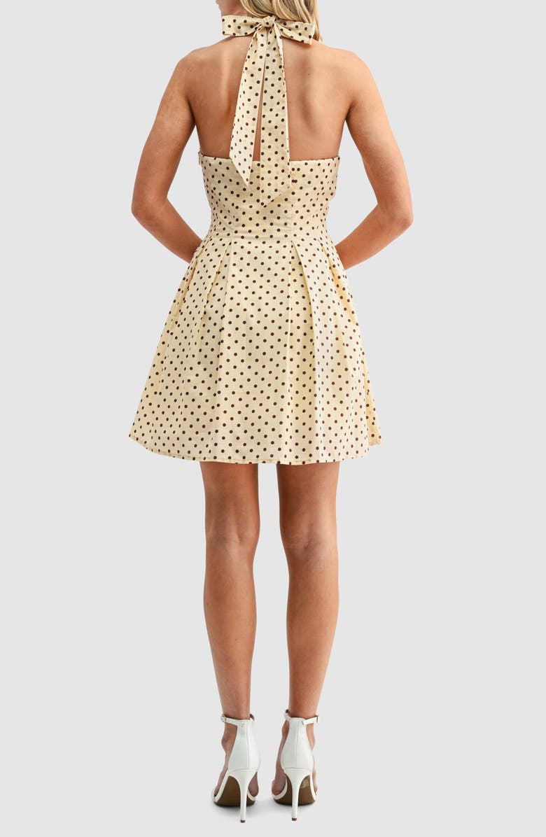 All in Favor Polka Dot Halter Dress, Alternate, color, Butter Brown Dot
