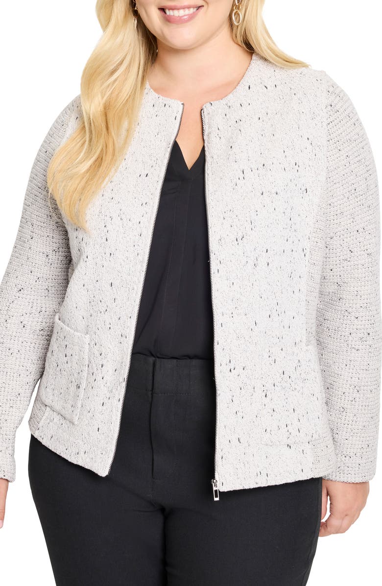 Mix Zip Front Knit Jacket