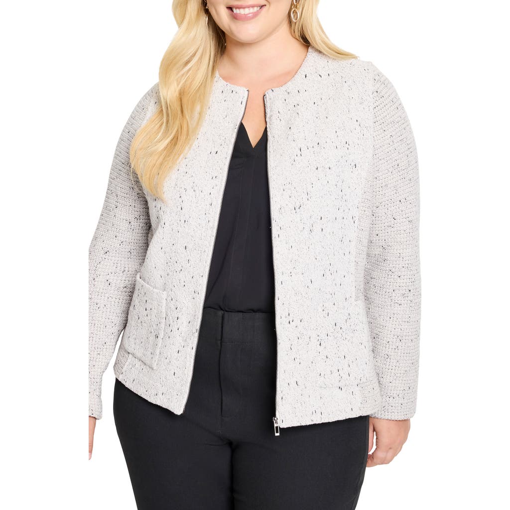 Nic + Zoe Nic+zoe Mix Zip Front Knit Jacket In Neutral