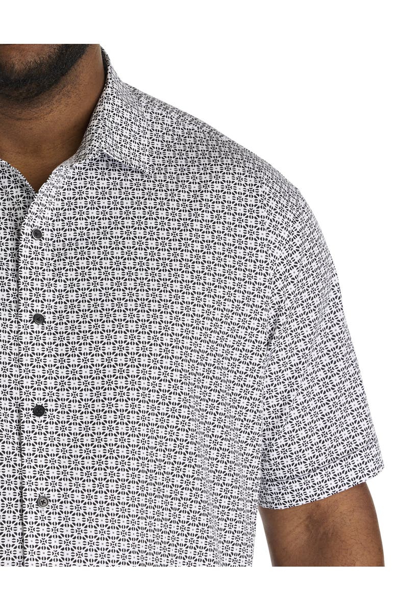 Synrgy by DXL Big & Tall Geometric Print Sport Shirt, Alternate, color, Black White