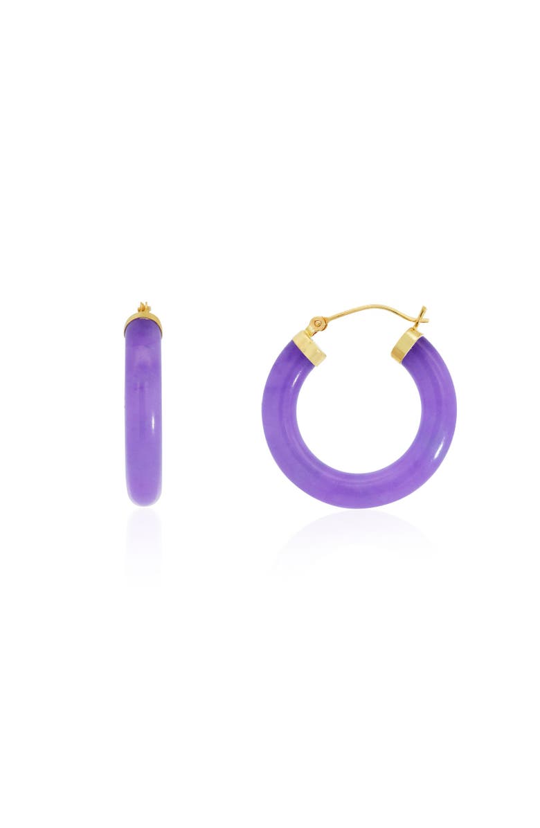 The Lovery Fine Jewelry Lavender Jade Hoop Earrings, Alternate, color, Lavender Jade
