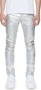 PURPLE BRAND Metallic Monogram Skinny Jeans