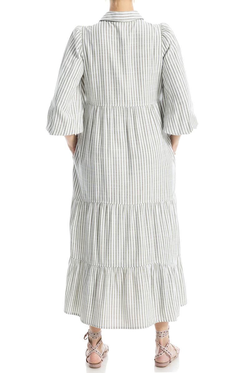 MAX STUDIO Stripe Tiered Maxi Shirtdress, Alternate, color, Ivory/ Olive Contrast Stripe