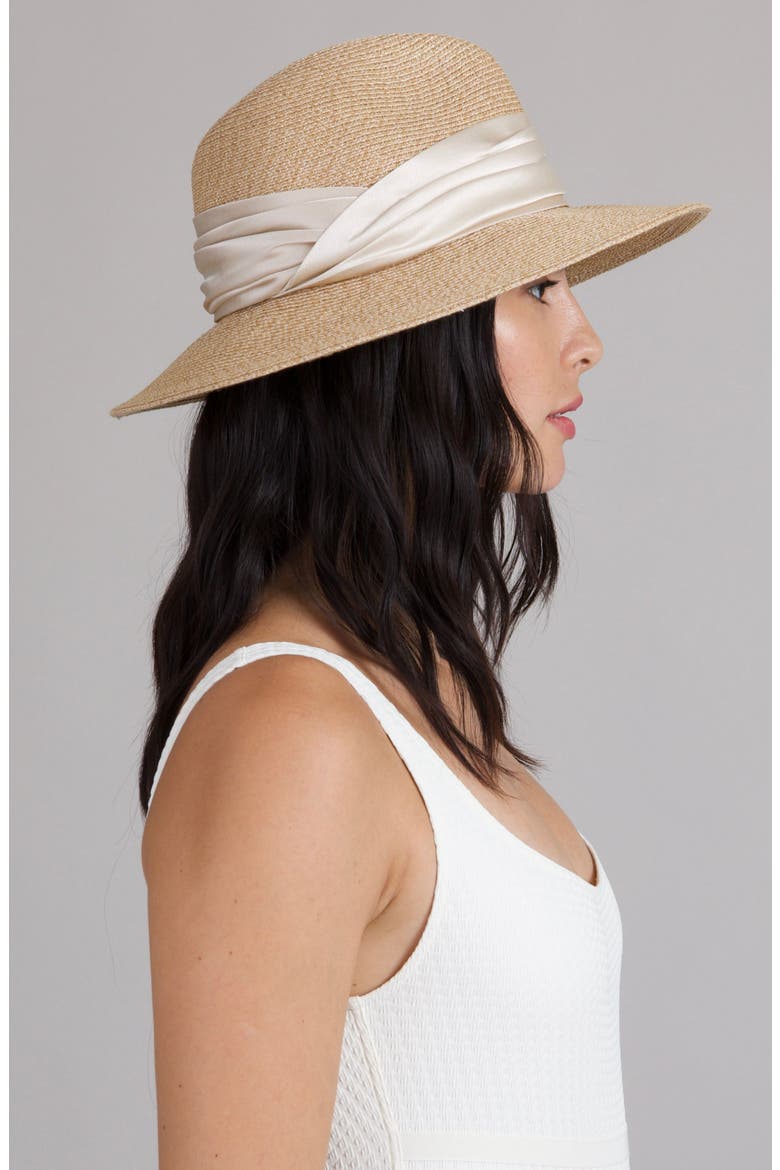 Courtney Packable Straw Fedora, Alternate, color, SAND