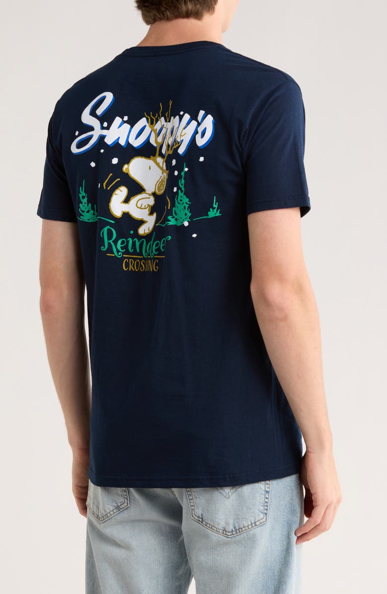The Forecast Agency Peanuts<sup>®</sup> Reindeer Crossing Cotton Graphic T-Shirt, Alternate, color, Navy