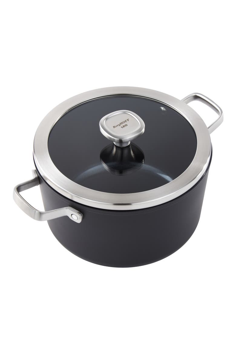 Leo Nonstick Ceramic Stockpot, Alternate, color, BLACK