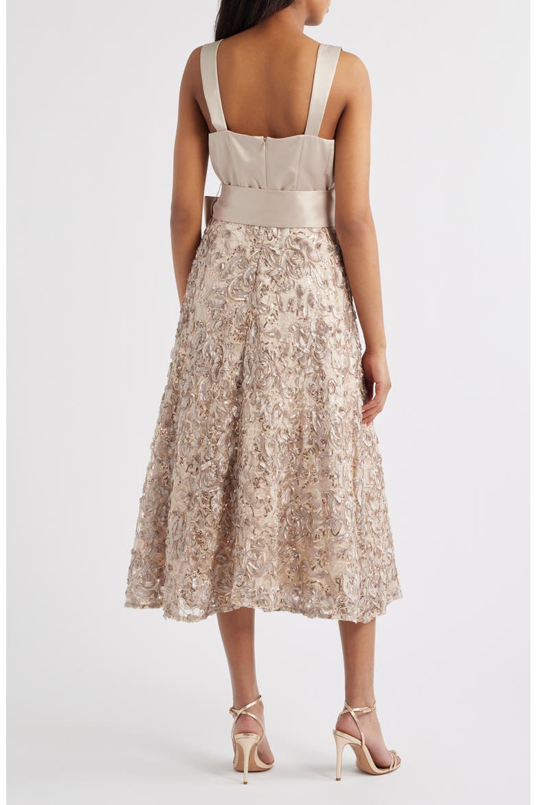 Sequin Soutache Satin Cocktail Dress, Alternate, color, CHAMPAGNE