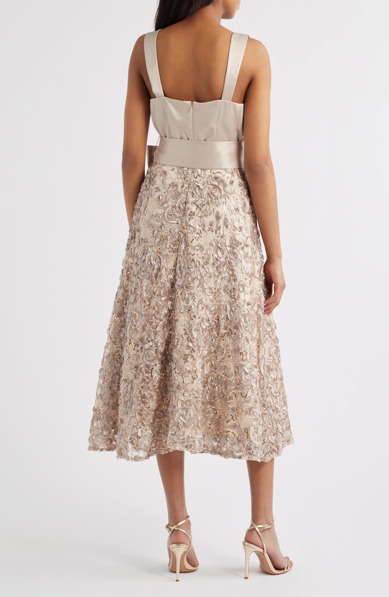 Tahari ASL Sequin Soutache Satin Cocktail Dress, Alternate, color, Champagne